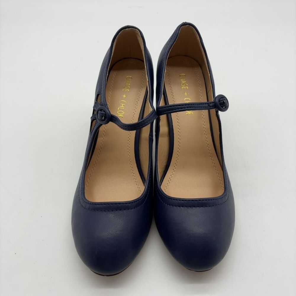 Chase + Chloe Vintage Navy Heels w/ Strap